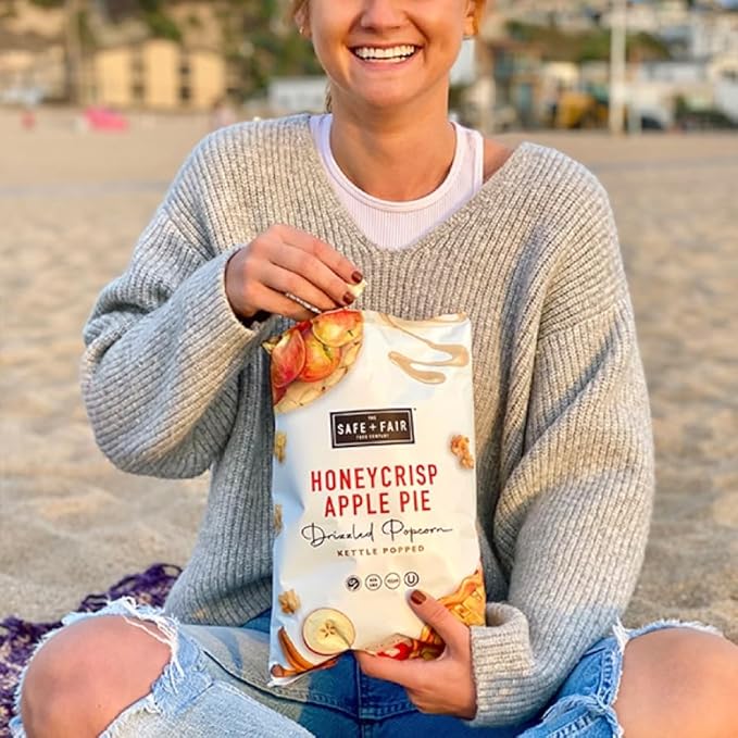 Safe + Fair Plant-Based Gourmet Apple Pie Flavored Popcorn - Honeycrisp Apple Pie Drizzled Kettle Corn Popcorn - Non-GMO + Gluten-Free Snacks,5.5oz