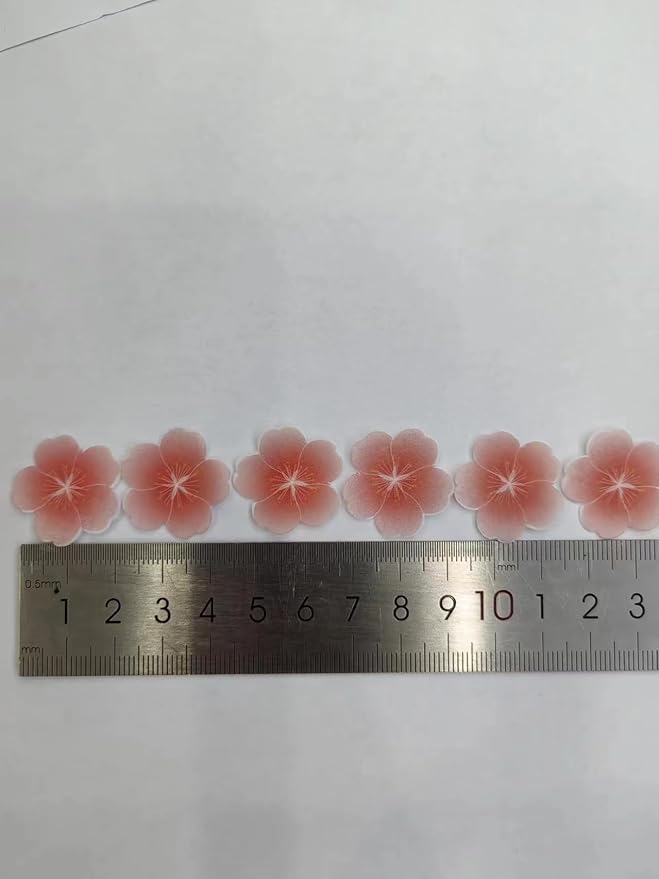 Set of 80 Edible Floral Cupcake Decorations Wedding Cake Party Food Decorations 0.9 Inch, Pink