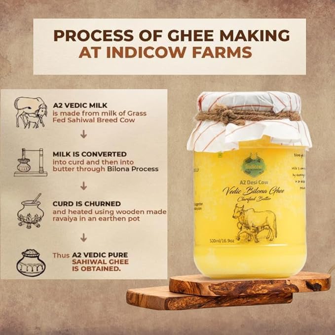 Indicow Farms A2 Cow Ghee (A2 Cow (Sahiwal), 500ml)