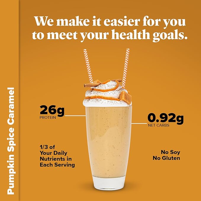 Keto Chow Pumpkin Spice Caramel | Keto Meal Replacement Shake Powder | Nutritionally Complete | Low Carb | Delicious Easy Meal Substitute | Protein Rich You Choose The Fat | 21 Meal Serving