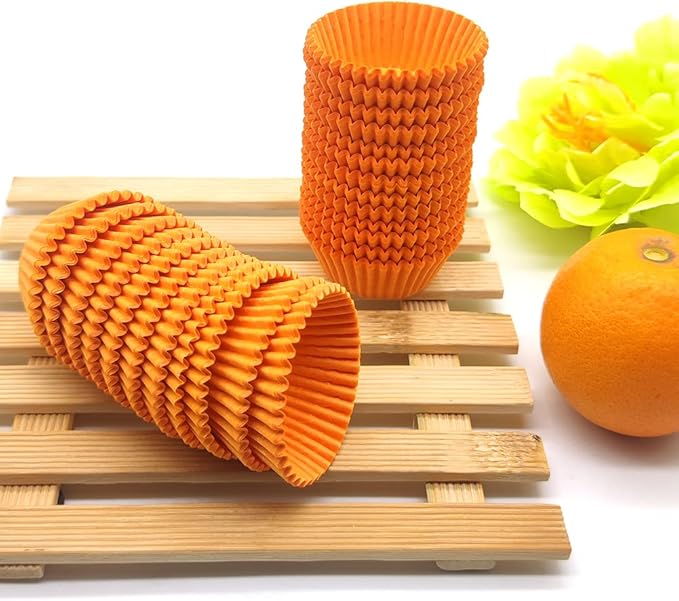 Orange Mini Cupcake Liners Natural Greaseproof Paper Muffin Baking Cups, 500-Count