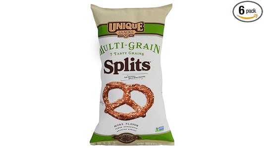 Unique Snacks - Multi Grain Splits Pretzels, Homestyle Baked, Certified OU Kosher and non-GMO, 11 oz Bag (6 pack) No artificial flavors 66 Ounce