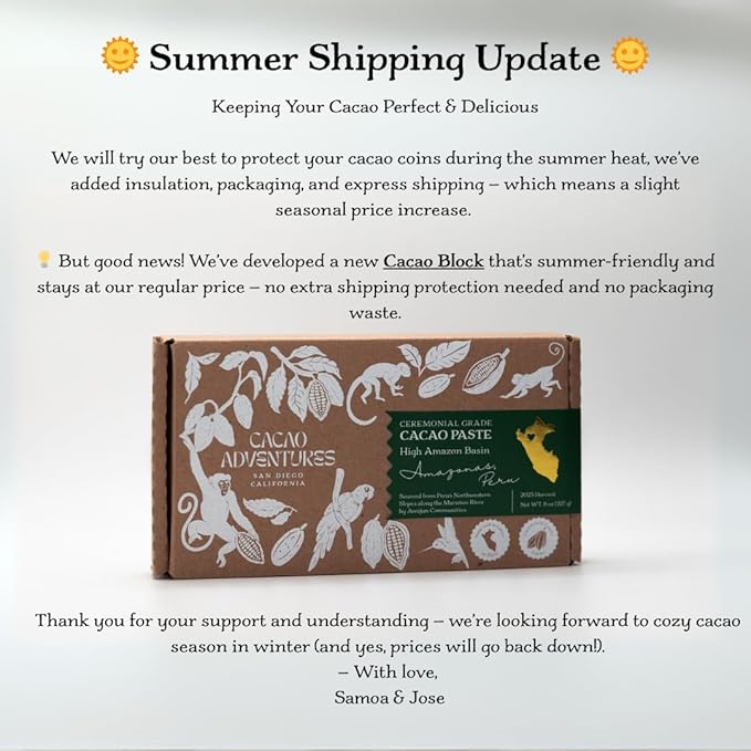 Cacao Adventures Ceremonial Cacao | Tropical Desert Peru 100% Pure Raw Cacao | Dairy Free & Vegan | Unsweetened | Ethically Sourced and Sustainably Grown | Cacao Ceremony | Piura Blanco, 8 oz