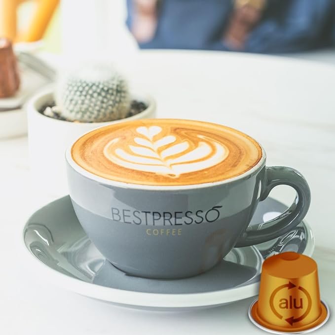 Bestpresso Coffee for Nespresso Original Machine 120 Aluminum pods Certified Genuine Espresso Decaffeinato Blend(Medium Intensity)Pods Compatible with Nespresso Original 60 Days Satisfaction Guarantee