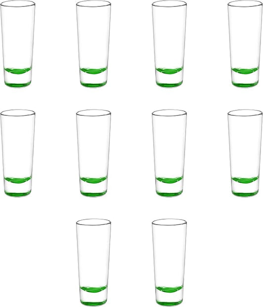 DISCOUNT PROMOS Cordial Shooter Shot Glasses 2 oz. Set of 10, Bulk Pack - Great for Birthdays, Parties, Indoor & Outdoor Events - Green