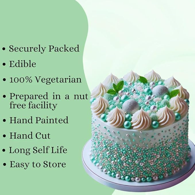 Confect Mint Green & White Cake Sprinkles | Love Disco Balls & Decorative Pearls Mix ??Edible Cake Decorations for Baking, Cupcakes, Cookies, and Party Treats | Vegan, Gluten-Free, Nut-Free, Soy-Free, Dairy-Free, Palm Oil-Free- 4.2