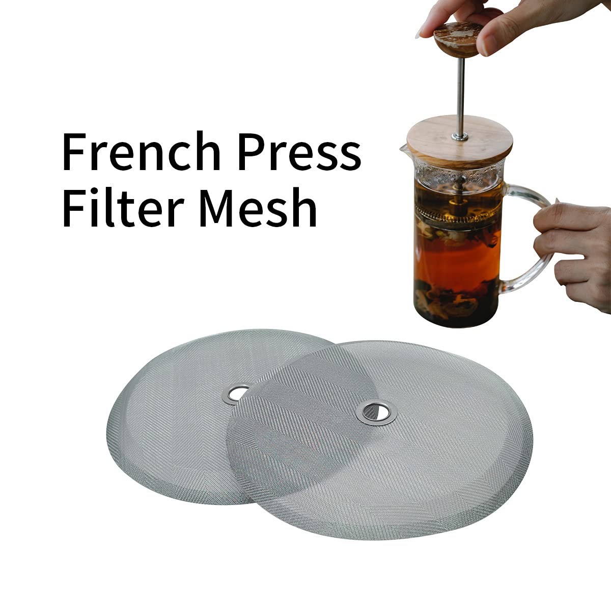 4 Pcs French Press Replacement Filter Screen, 4 Inch Reusable 304 Stainless Steel Mesh Filter for