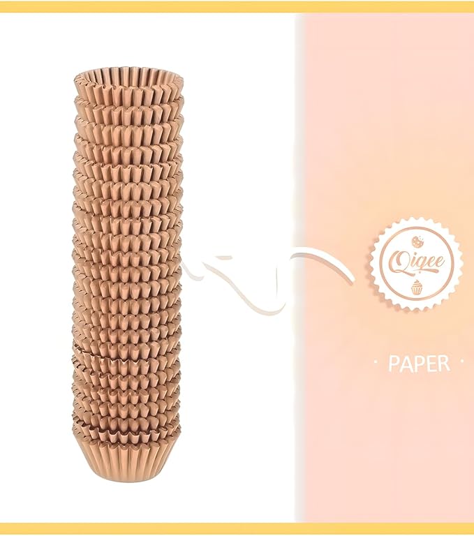qiqee 600 Count Mini Cupcake Liners Natural Muffin Liners Food Grade Brown Baking Cups Paper No Smells竊늆mall Sizeç«?"<div>