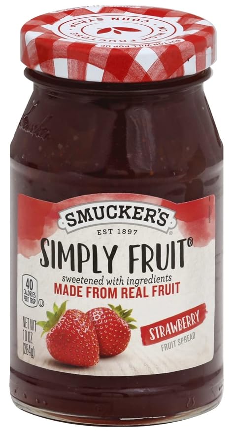 Simply Fruit Spread, Made from Real Fruit, Strawberry and Red Raspberry, 10 Ounce (Pack of 2) - with Make Your Day Spreader