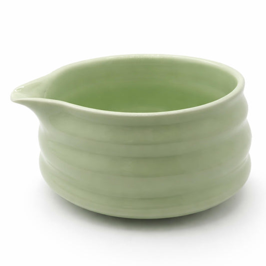 BlendWell Ceramic Matcha Bowl with Spout, Green Chawan Mixing Bowl for Whisking and Pouring Matcha