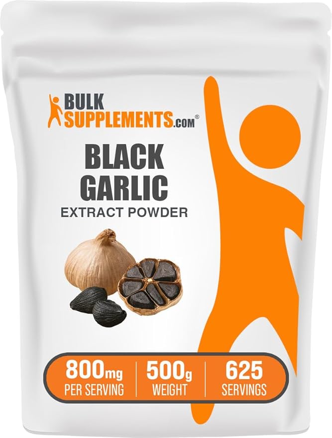 BulkSupplements.com Black Garlic Extract Powder - Aged Garlic Extract, Herbal Supplement - Vegan & Gluten Free, 800mg per Serving, 500g (1.1 lbs) (Pack of 1)
