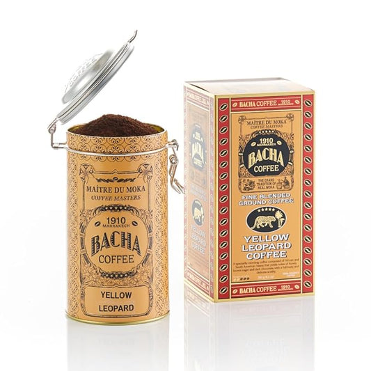 Bacha Coffee | Yellow Leopard Fine Blended Coffee, Autograph Collection, 100% Arabica Specialty Coffee, Ground Beans, Medium Roast, 250g