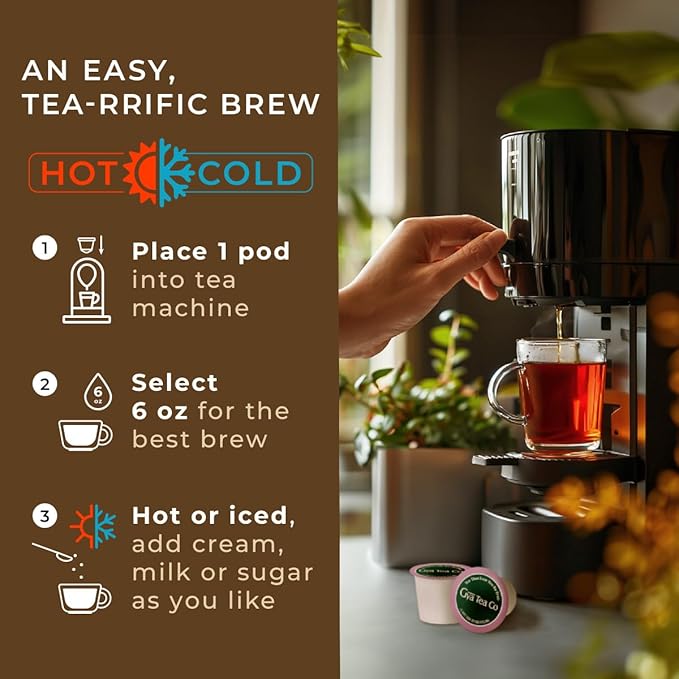 Gya Tea Co English Breakfast Tea Gift Set (16 ct) - High Caffeine Wellness Tea Pod Rich in Vitamin D, D3 for Refresh & Energy