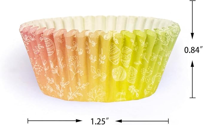 qiqee Easter 300PCS Mini Cupcake Liners Cupcake Cups 6 Designs Gradient Cupcake Papers Baking Cups Cupcake Wrappers (Small Size)