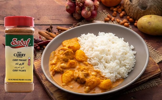 Sadaf Curry Powder Hot - Curry Powder for Cooking & Food Seasoning - Kosher - 10 oz Bottle with Shaker Top