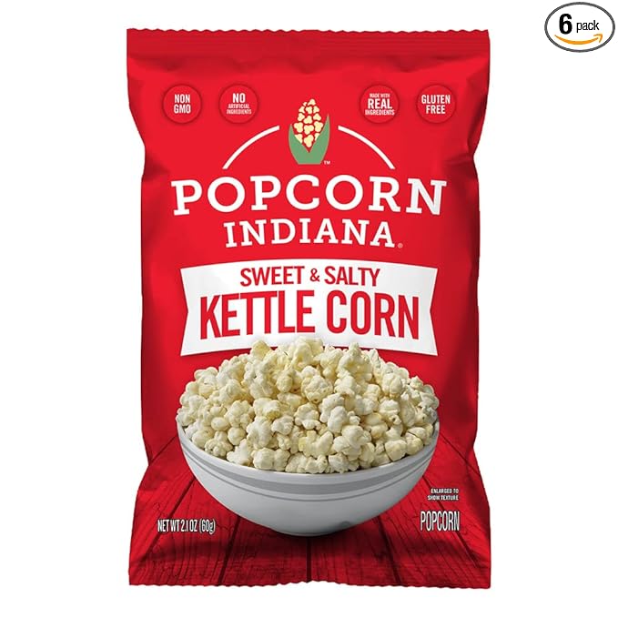 Popcorn Indiana Kettle Corn, King Size Bags Caddy, 2.1 Oz (Pack of 6)