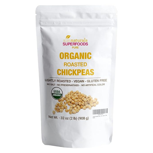 Organic Roasted Chickpeas 2 LB- USDA Organic Certified ??Healthy Snack, Lightly Roasted, No Oil, No Salt, No GMO & Gluten Free ??Product of Turkey