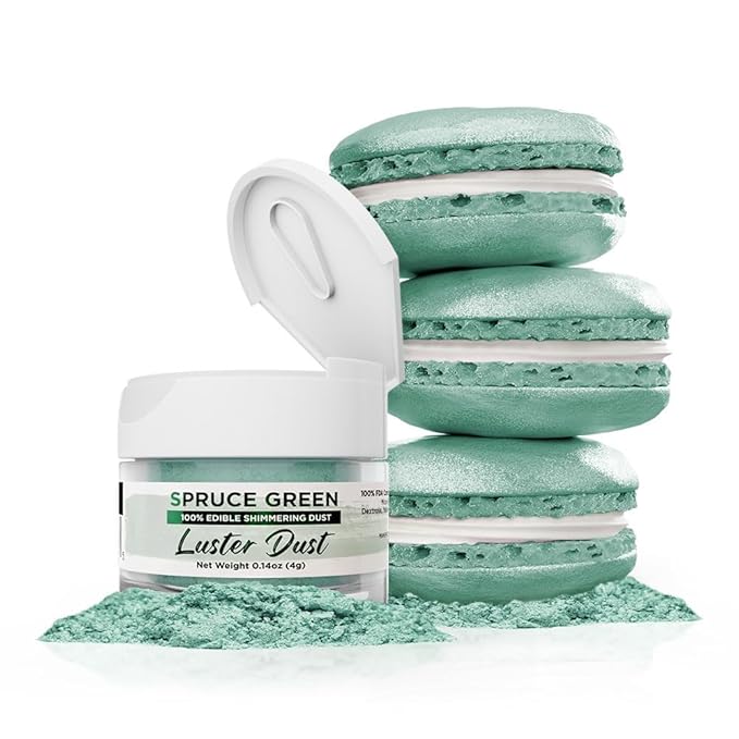 Luster Dust - Spruce Green (4g 1x Jar) | Edible Vegan Dust & Paint for Cake Decorating, Ice Cream, Desserts, Cocktails and Beverages by Bakell