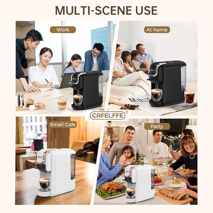MK-603 Mini Multi Pod Coffee Maker, 4 in 1 Hot/Cold Single Serve Espresso Machine, Compatible with K Cup Pods, Nes Original,DG Capsules and Ground Coffee, Fast Brew, Black