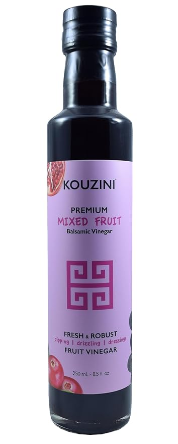 Kouzini Ultra Premium Mixed Fruit Balsamic Vinegar, Aged Balsamic Vinegars from Modena, Italy, Premium, Smooth & Full-Bodied Flavor, 250ml Bottle
