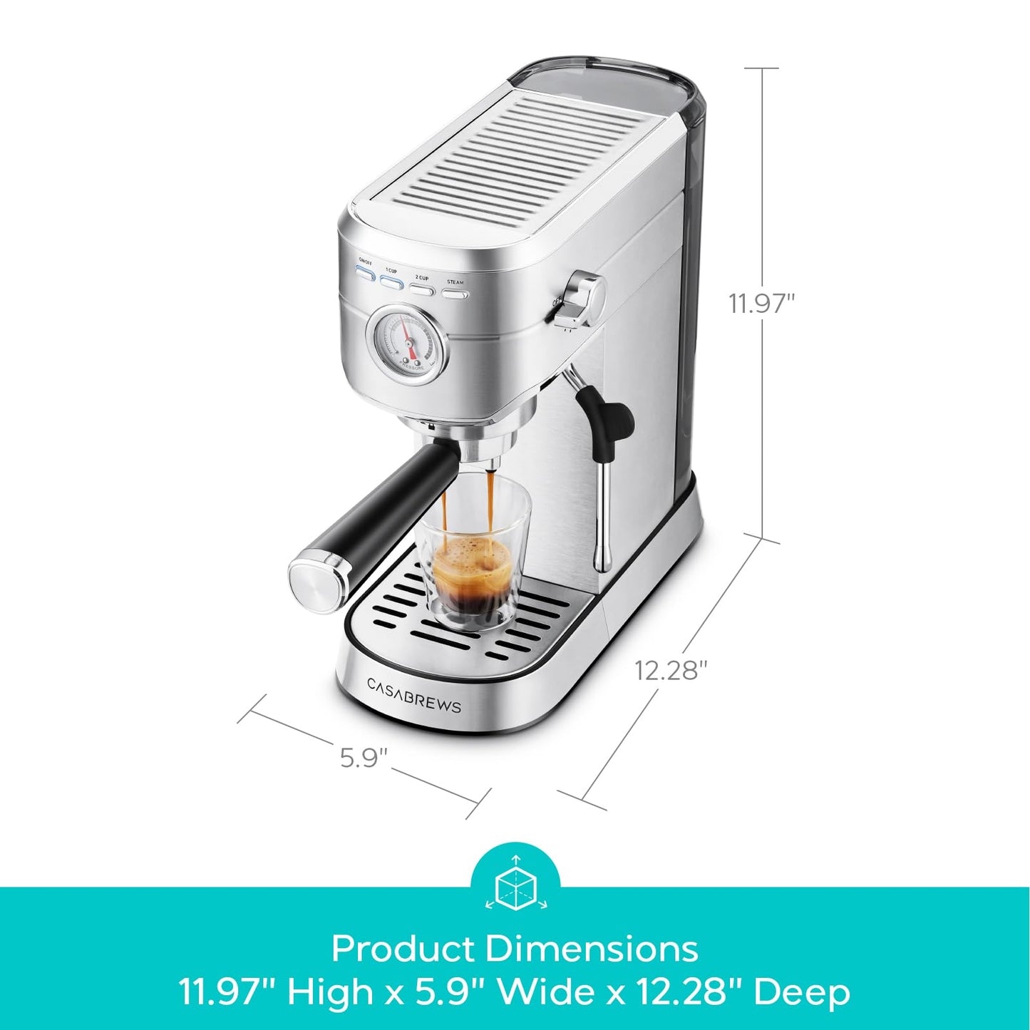 CASABREWS CM5418 Compact Espresso Machine with Milk Frothing Steam Wand