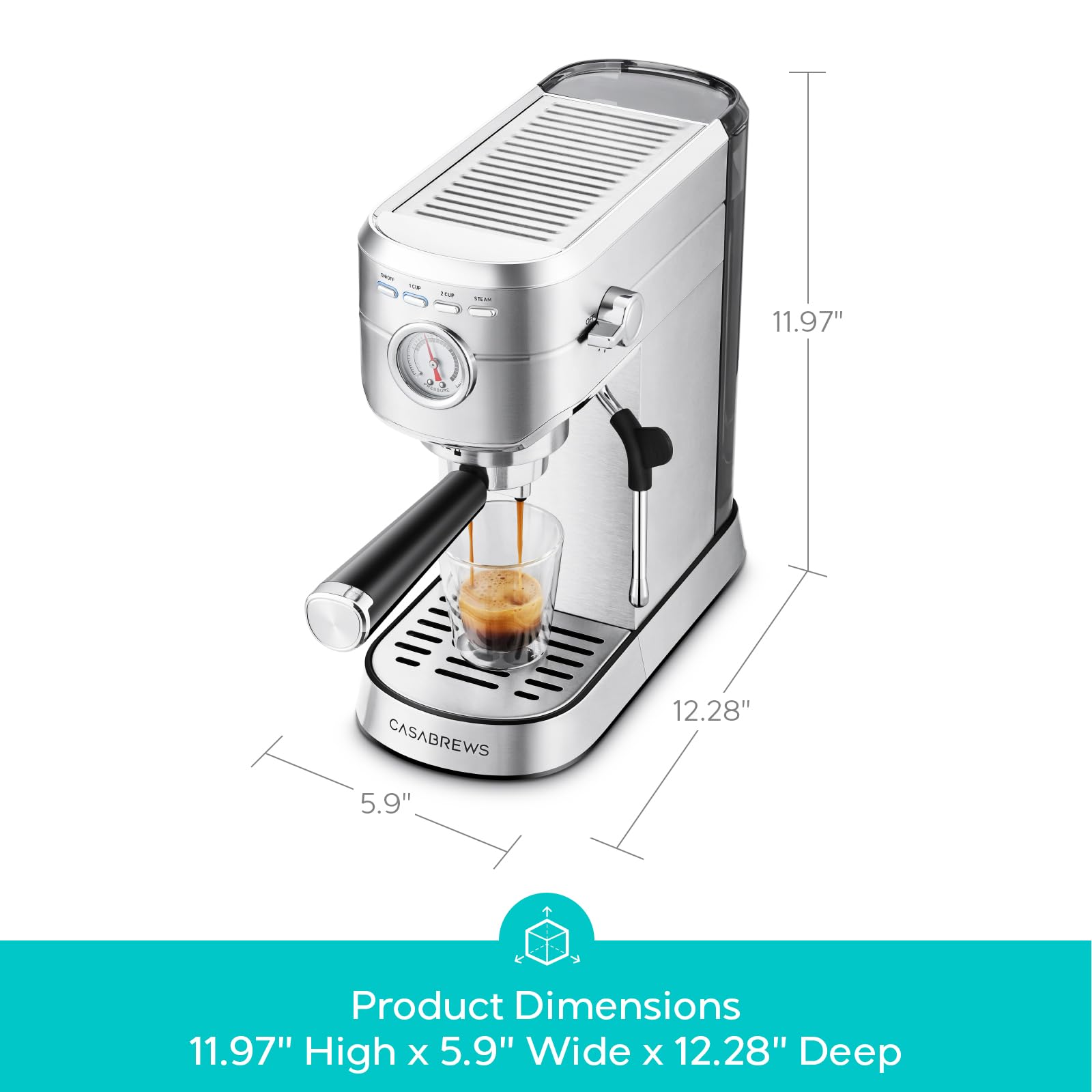 CASABREWS CM5418 Compact Espresso Machine with Milk Frothing Steam Wand
