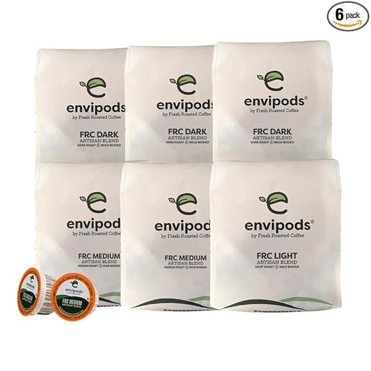 Fresh Roasted Coffee, Compostable envipods, FRC Signature Blend Variety Pack, Kosher, 72 Count, K-Cup Compatible| Not for use in Ninja or Hamilton Beach Brewers