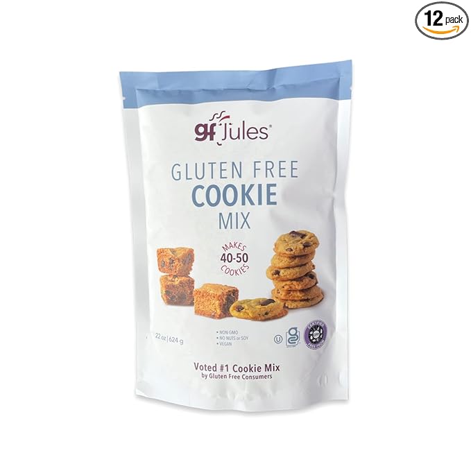 gfJules Certified Gluten Free Cookie Baking Mix | Tollhouse Style | Bars or Cookies | No Grit, Non-GMO, Vegan | Certified Top 9 Allergen-Free & Kosher | Makes 40-50 Cookies | 22 Ounces, Pack of 12