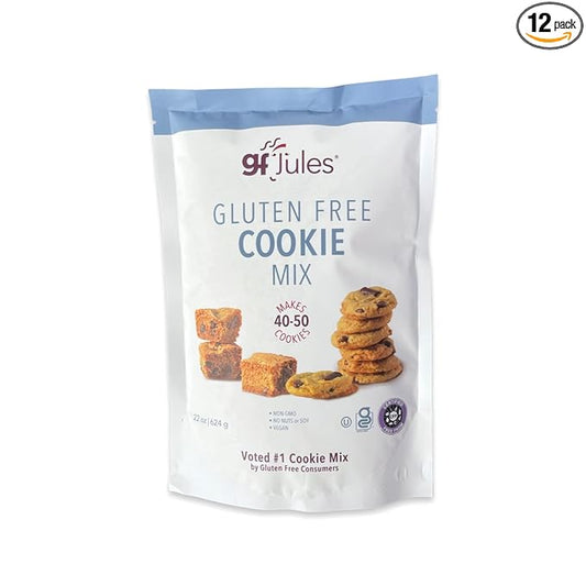 gfJules Certified Gluten Free Cookie Baking Mix | Tollhouse Style | Bars or Cookies | No Grit, Non-GMO, Vegan | Certified Top 9 Allergen-Free & Kosher | Makes 40-50 Cookies | 22 Ounces, Pack of 12