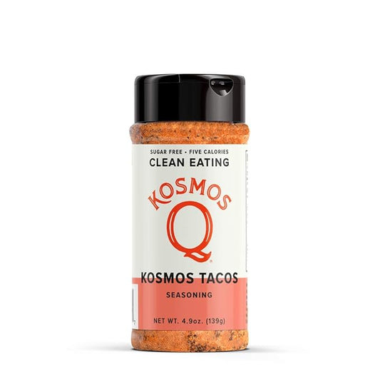 Kosmos Q Taco Seasoning, Bold Natural Fajita & Taco Spice Mix for Beef, Chicken, Pork & Veggies, with Smoked Paprika, Garlic, Cumin & Fennel Seed, Sugar-Free, Paleo & Keto Friendly, 4.9 Oz Bottle