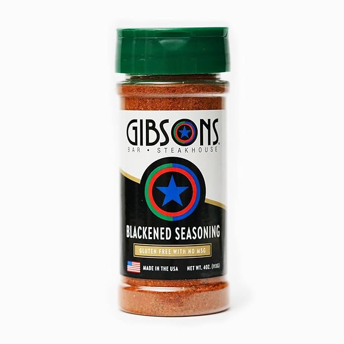Gibsons Steakhouse Blackened Seasoning (4 Ounce Jar) ??Original Cooking & Grilling Blend of Spices & Seasonings (Salt, Paprika, Garlic, & Onion) - No MSG & Gluten Free