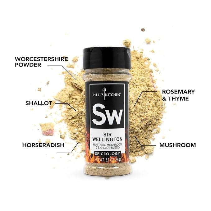 Spiceology & Hell's Kitchen - Sir Wellington - Mustard, Mushroom and Shallot Spice Blend - Savory Meat Seasoning - 3.2 oz