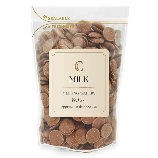 KIDU Chocolate Melting Wafers Bulk Bag Perfect For Dipping, Deserts, Baking And More (5 Pound, Milk New)