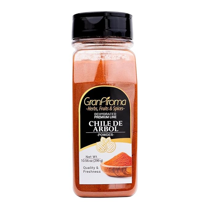 GranAroma Chile De Arbol Powder, Spicy & Smoky Flavor, Seasoning for Tacos, Salsas, and Soups (2 Ounce)