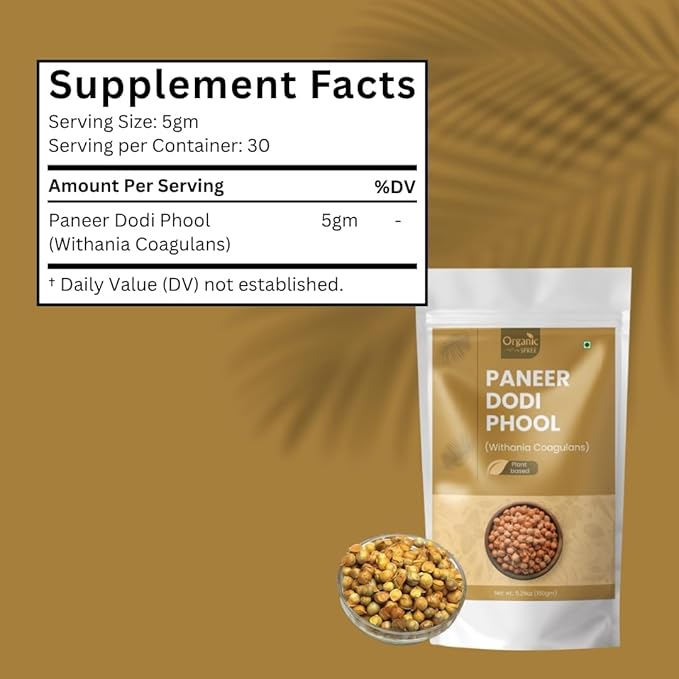 Organic Spree Paneer Dodi Phool 150g – Withania Coagulans – Pure Indian Rennet for Metabolic Wellness