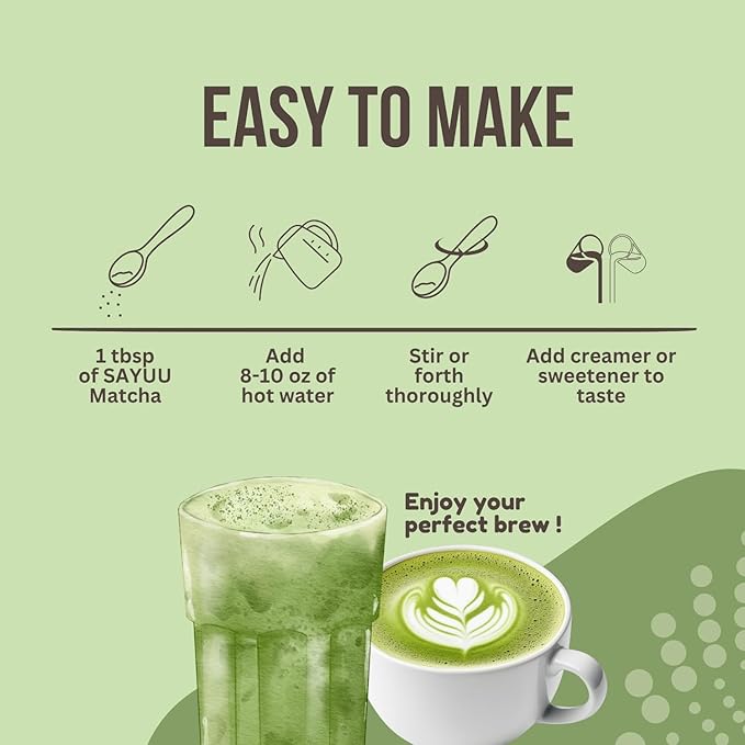 SAYUU Mushroom Matcha Coffee Powder ??Instant coffee Blend with Functional Mushrooms for Calm Focus, Stamina, and Immune Support - 30 Servings