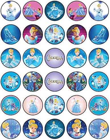 30 x Edible Cupcake Toppers Themed of Fairytale Princess Collection of Edible Cake Decorations | Uncut Edible on Wafer Sheet