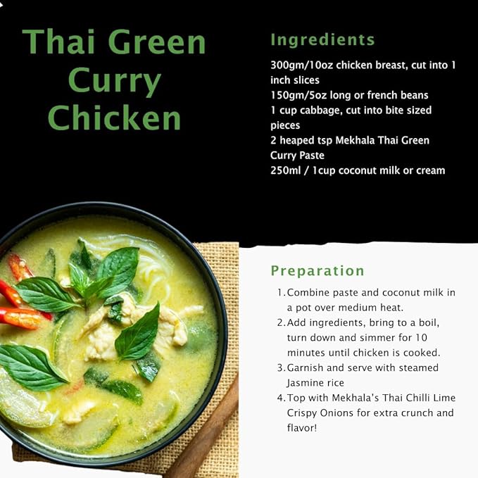 Mekhala Organic Thai Green Curry Paste. VEGAN. GLUTEN-FREE. SUGAR FREE. Versatile. HOT (6X3.53oz)