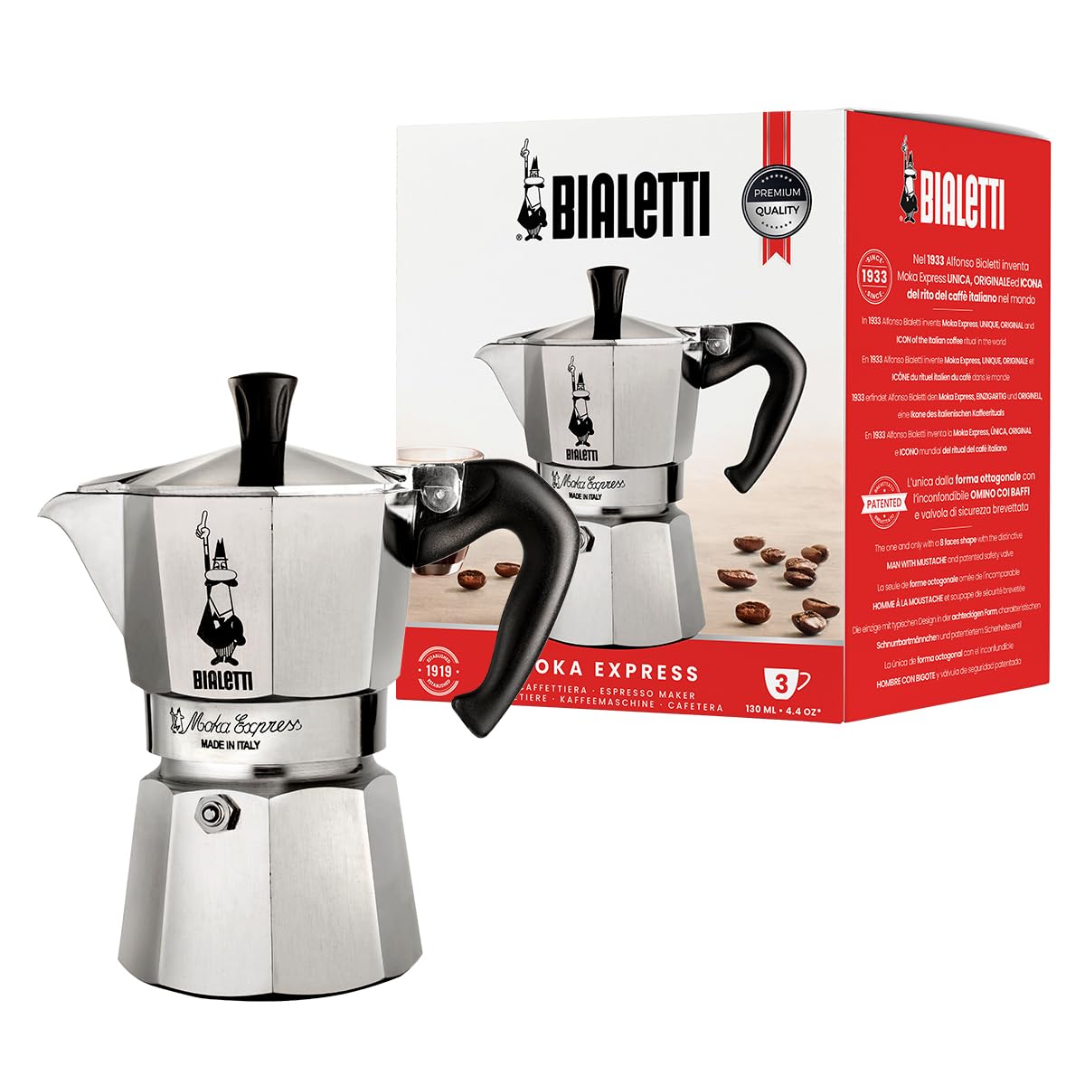 Bialetti - Moka Express: Iconic Stovetop Espresso Maker, Moka Pot, Italian Coffee Maker, 3 Espresso