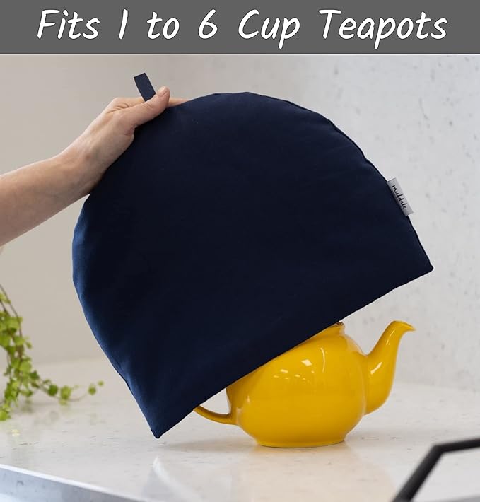 Muldale Large Tea Cozy for Teapot - Oxford Navy - Teapot Cover Insulated 100% Cotton Thick Wadding - Designed in England - Tea Cozies Covers - 1 to 6 Cup