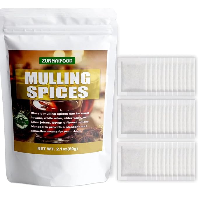 Zunhai Food Mulling Spices in Tea Bags - 30 Count (Pack of 1) for Apple Cider, Wine, Juice, Tea, Mulled Wine