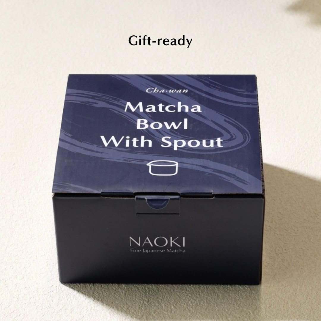 Naoki Matcha Traditional Ceramic Chawan Matcha Tea Bowl with Pour Spout Set