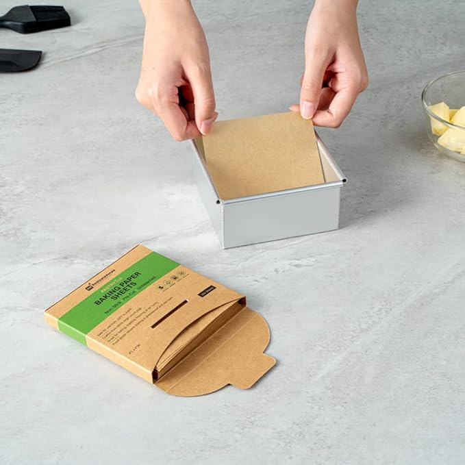 Restaurantware Pastry Tek 4 x 4 Inch Parchment Paper Sheets 1000 Greaseproof Baking Sheets For Oven - Pre-cut Double-Sided Silicone Coating Unbleached Paper Nonstick Baking Sheets Reusable