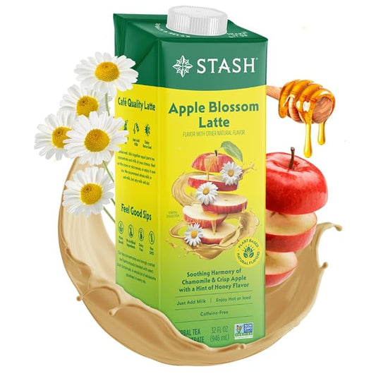 STASH Apple Blossom Latte Concentrate - Barista Style Caffeinated Latte Tea Beverage - Crafted in Oregon - Plant Based and Dairy-Free, Serve Hot or Iced, 32 fl oz