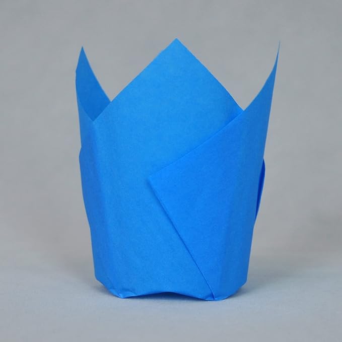 Muffin Greaseproof paper Baking cupcake cups, 2" x 3 1/2" Blue Tulip Baking Cup Case of 125 pcs (Standard Size)(125, Blue)