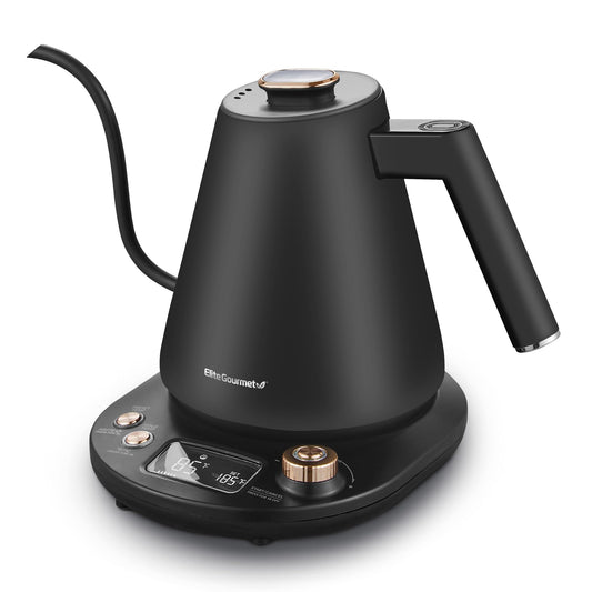 Elite Gourmet EKT3001 1L Digital Kettle, 304 Stainless Steel, Matte Black
