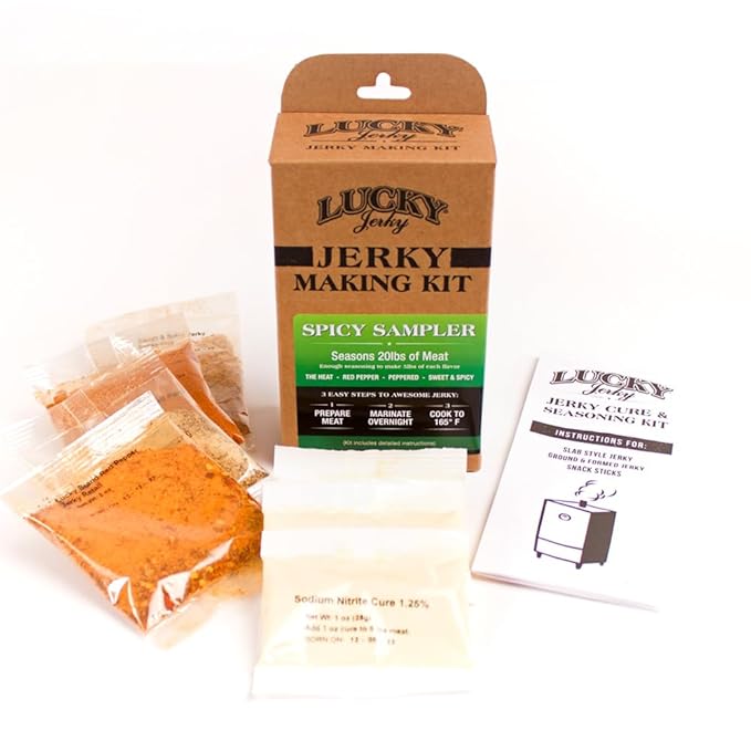 Lucky Jerky Ultimate Spicy DIY Jerky Seasoning Kit - 12oz - The Heat, Red Pepper, Black Pepper and Sweet & Spicy