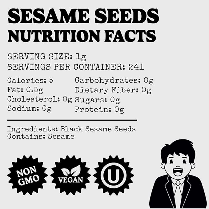 Premium Black Sesame Seeds 8.5oz - for Sushi, Tuna, Stir Fry, Bread, Poke Bowls - Kosher, Gluten Free, Rich in Sesame Oil - Ideal for Toasting, Cooking, Baking Bakers Club