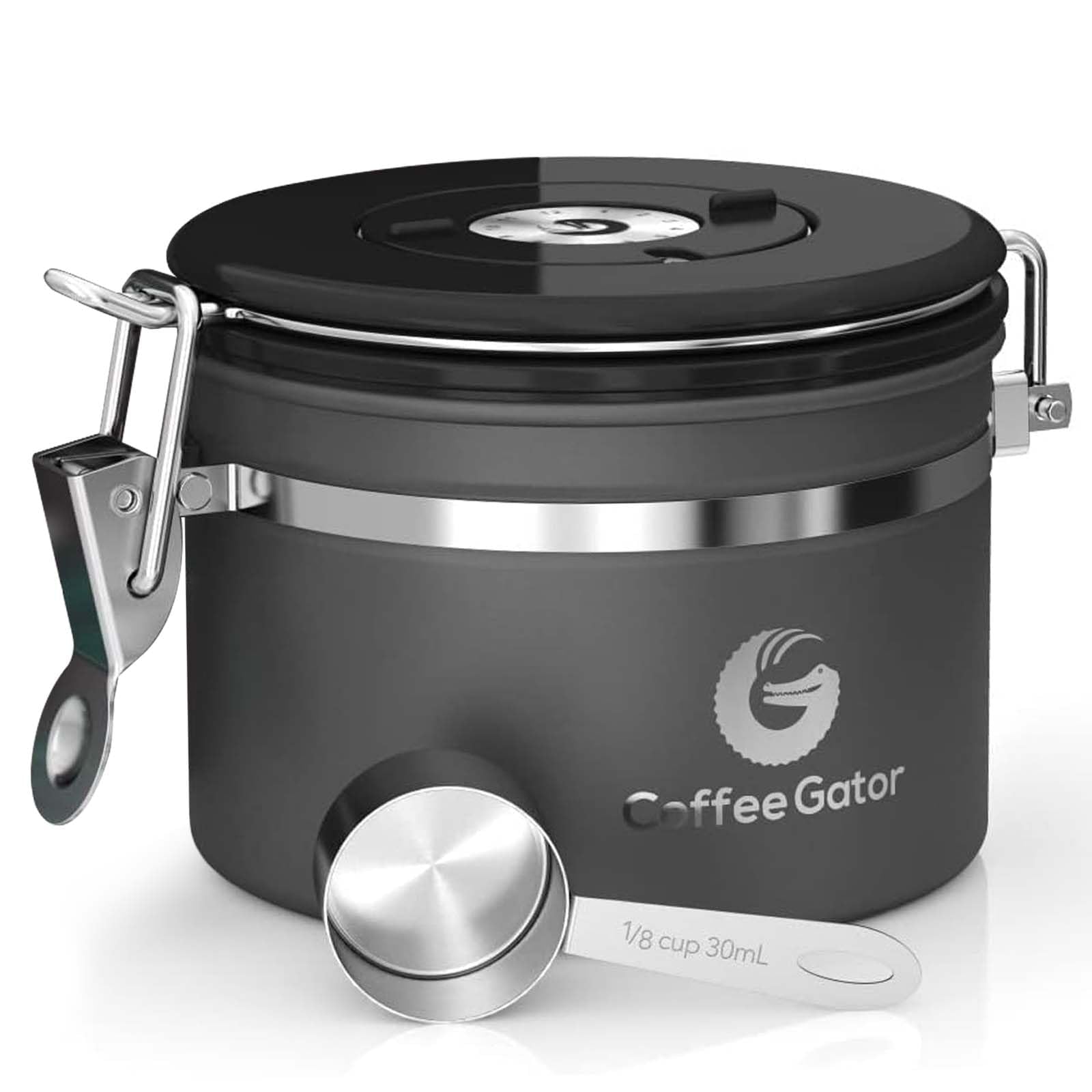 Coffee Gator Coffee Canister, 11oz Airtight Stainless Steel Kitchen Food Storage Container with