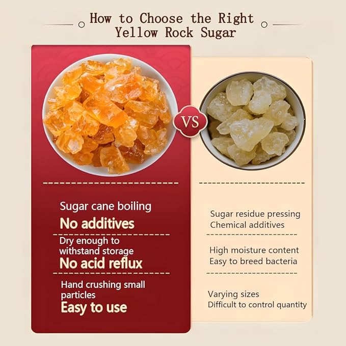 Yellow Rock Sugar Natural Organic 17.64 Oz Traditional Sugar- Essential For Baking/Drinking/Cooking Rock Sugar For Tea